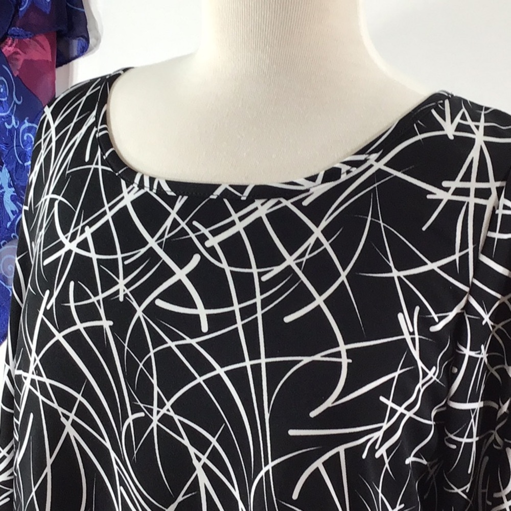 Michael Edwards Black and White Abstract shift Dress L View 2
